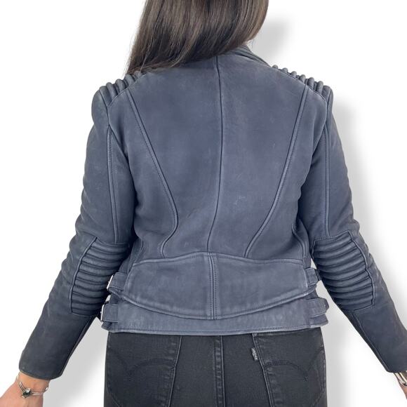 THE KOOPLES blue lamb leather motorcycle biker jacket - Picture 10 of 16